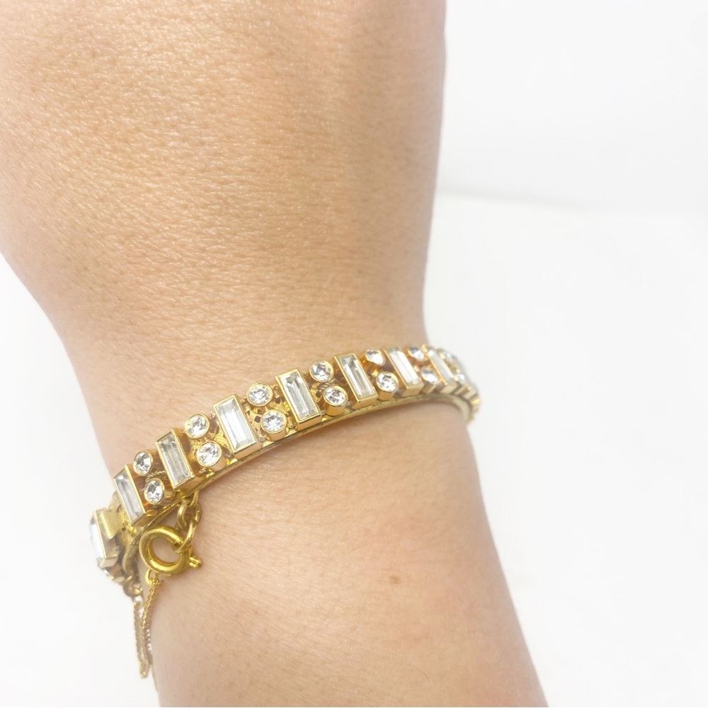 669 Vintage Miriam Haskell Clear Rhinestone Hinged Bracelet